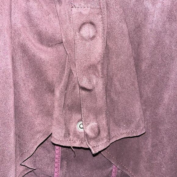 Kut from the Kloth Jacket Wmns Med Purple‎ Faux Suede Crop Open Front Waterfall - Picture 3 of 9